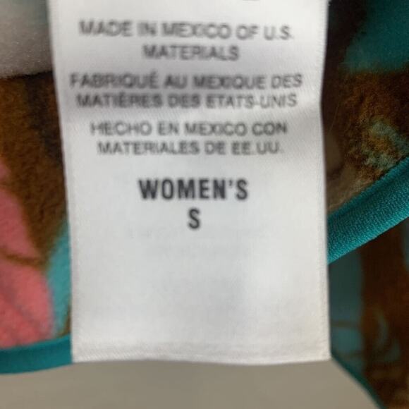 Patagonia Synchilla Fleece Womens Small Blue Tan Feather Dance Snap Close - Picture 6 of 7
